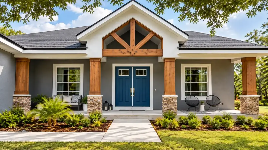 Custom cedar gable and porch columns by A1A Coastal Design for an HGTV 100 Day Dream Home project